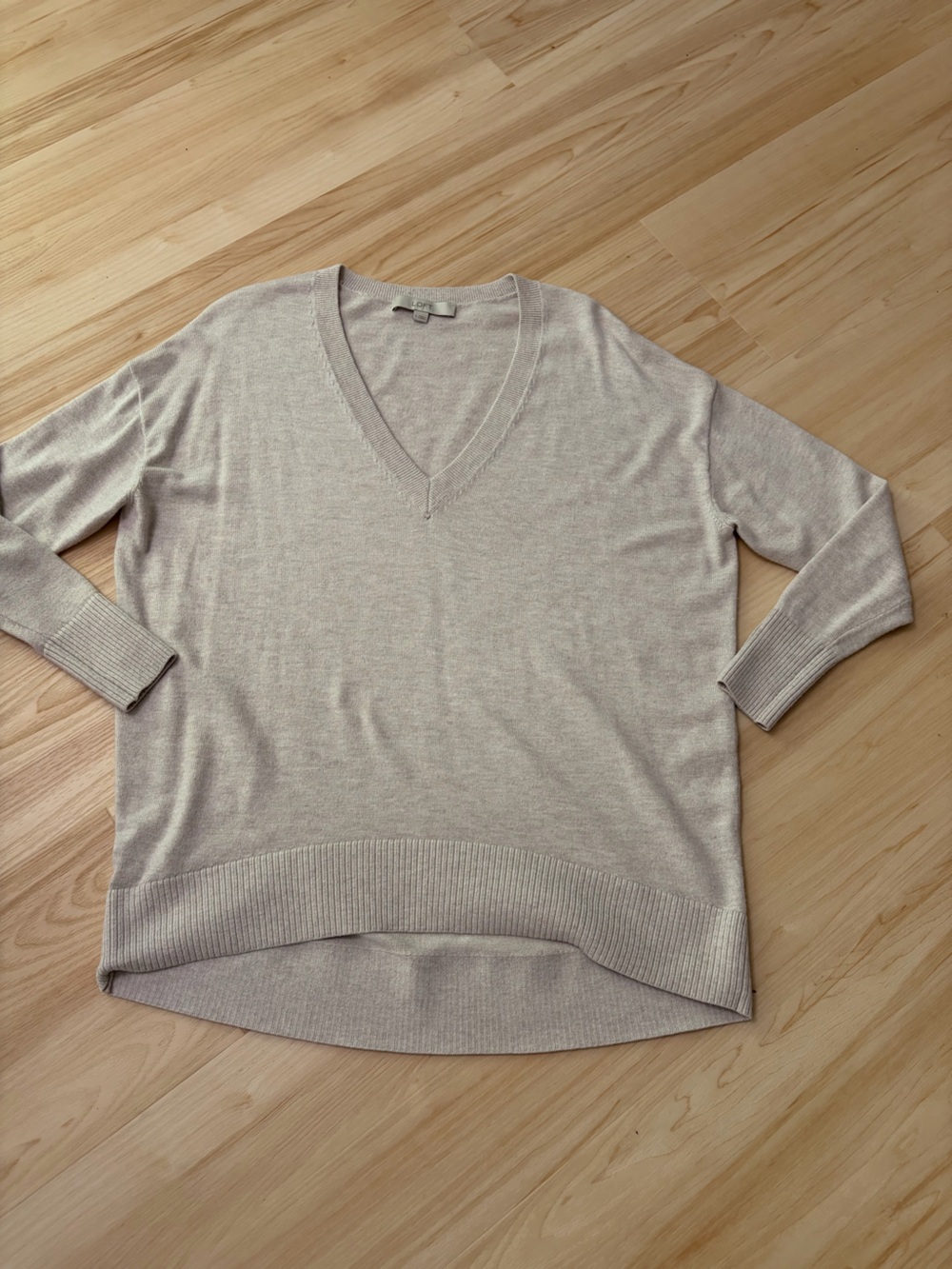 LOFT Boyfriend V-Neck Sweater Oatmeal